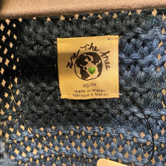 WE THE FREE MAJOLICA BLUE ESSENTIAL KNIT LINEN CREW SWEATER HEIRLOOM COLLECTION - Picture 7 of 9